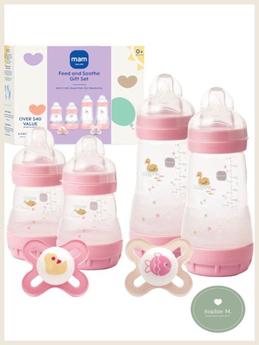 MAM Easy Start Anti-Colic Baby Bottle & Pacifier Starter Set 6 Pk 0+ Months